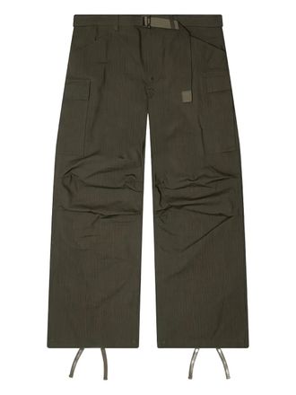 sacai ripstop belted trousers - Green