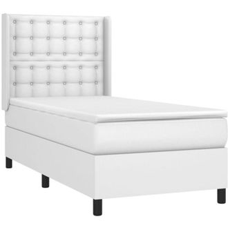 vidaXL Vidaxl - Cama Box Spring Con Colch&oacute;n Cuero Sint&eacute;tico Blanco 80x200 Cm
