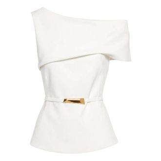 Simona Corsellini Blouses, female, White, Size: XL V-neck Sleeveless Top