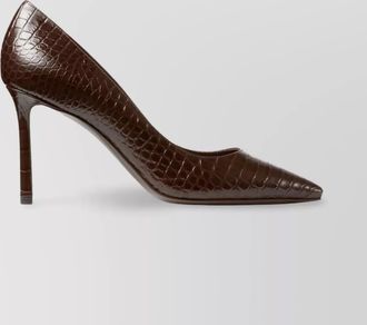 Jimmy Choo London leather croc-embossed pumps
