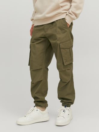 Jack & Jones Cargohose JACK & JONES JPSTKANE NOAH CUFFED CARGO NOOS, Herren, Gr. XS, N-Gr, gr&uuml;n (olive night), Web, Obermaterial: 98% Baumwolle, 2% Elasthan, unifa