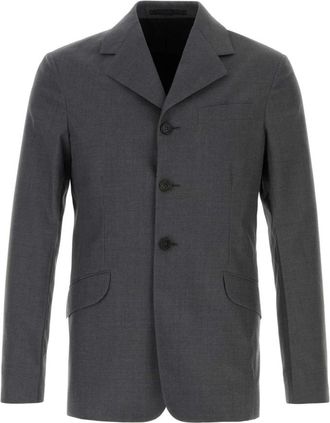 Jil Sander Wollen Blazer - Heren - Business blazers - Grijs - M - Wol - Kostuums
