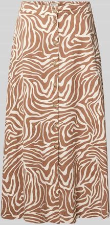 b.young B.Young Midirock aus Leinen-Viskose-Mix mit Knopfleiste Modell FALAKKA in Beige, Gr&ouml;&szlig;e 34