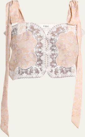 Chlo&eacute; Painted Flowers Silk Top