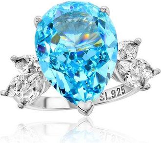 Suzy Levian Suzy Levian Gala Collection Silver Cz Cocktail Ring