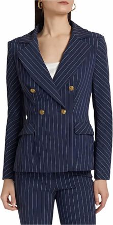 La Petite Robe Di Chiara Boni Goldas Pinstriped Double-Breasted Jacket In Gessato