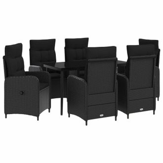 vidaXL Juego De Mesa Y Sof&aacute; Con Coj&iacute;n Con Almohada 7 Pcs Negro Vidaxl