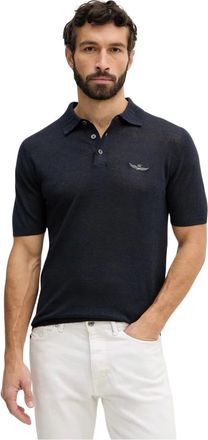 Aeronautica Polo in Lino - - Tops - Uomo - Blu - M