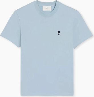 Ami Mens Mens Ciel Ami Paris Ami De Coeur Cotton T-Shirt - Blue - Size: 42