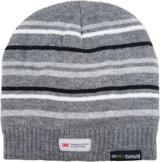 Pro Climate ProClimate Mens Striped 3M Thinsulate Insulated Thermal Beanie Hat (Grey)