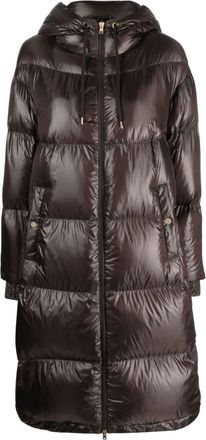 Herno lightweight padded hooded coat - women - Polyamide/Polyamide/Feather Down - 50 - Brown