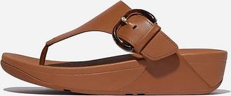 FitFlop Womens Lulu Resin Buckle Toe Post Sandal In Deep Tan