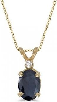 Allurez Oval Sapphire & Diamond Solitaire Pendant 14K Yellow Gold (1.00ct)