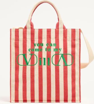 Valentino Garavani Valentino Garavani MyVilla Medium Canvas Shopping Bag with Embroidery