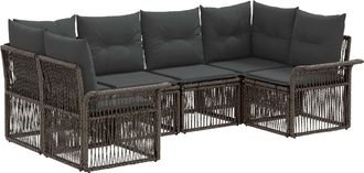 vidaXL Conjunto De Sof&aacute;s De Jard&iacute;n 6 Uds. 6-n&uacute;mero De Plazas Gris Vidaxl