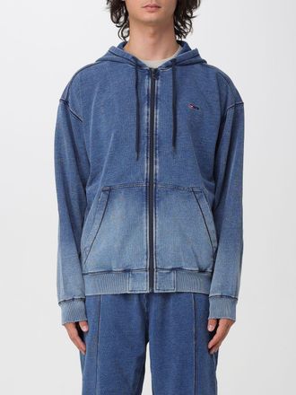 Diesel Felpa relaxed fit con cappuccio e zip in cotone con logo ricamato