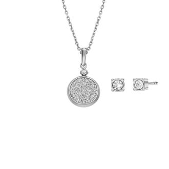 Fossil Womens Core Gifts Stainless Steel Stud Earrings and Necklace Set