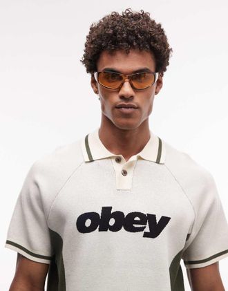Obey Polo sportiva in maglia multicolore