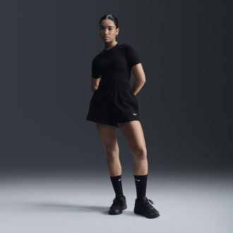 Nike Womens Nike Sportswear Phoenix Fleece High-Waisted Loose Shorts in Black | FD1409-010
