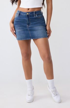 True Religion Denim Miniskirt in Medium Ocean Storm Wash at Nordstrom Rack, Size 24