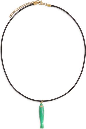 Petit Moments Netta Fish Pendant Necklace in Green at Nordstrom