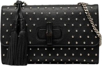Gucci Pre-owned Studded Leather Crossbody Bag - Dames - Vintage Schoudertas - Zwart - ONE Size - Leer - Vintage