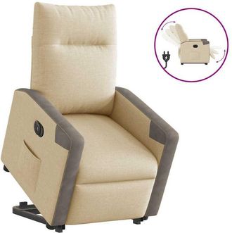 vidaXL Vidaxl - Sill&oacute;n El&eacute;ctrico Reclinable Elevable De Tela Color Crema