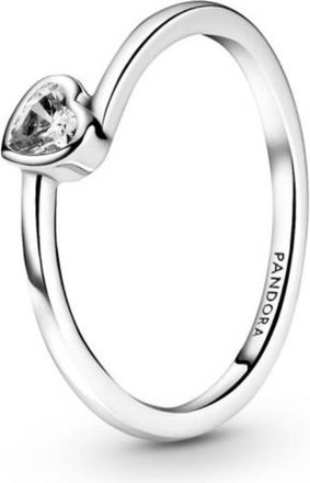 Pandora Ladies Clear Tilted Heart Solitaire Ring, Size 48