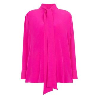 Roberto Cavalli Tie-Neck Long-Sleeved Silk Top, Brand Size 40 ( US Size 6 )