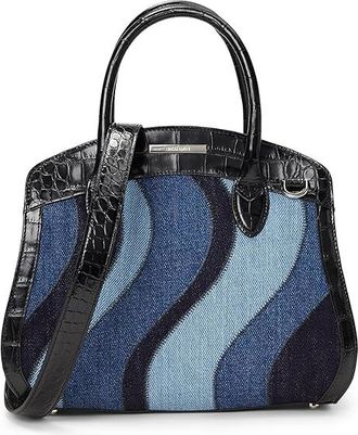 Brahmin Rosetta Cross Body Womens Handbags Retro Blue, Leather/Polyester