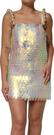 Dolce & Gabbana Womens Multicolor Sequin Holographic Mini Dress Polyester