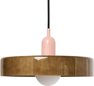 Beliani L&aacute;mpara colgante Vidrio Verde oliva