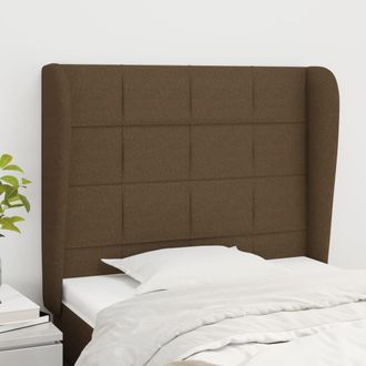 vidaXL Cabecero Con Orejas De Tela Marr&oacute;n Oscuro 93x23x118/128 Cm Vidaxl