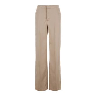 Andamane Broeken, Dames, Beige, S, Beige Tech Fabric Broek met Voorkant Pences