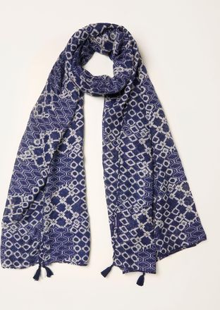 Fat Face FatFace Navy Blue Geometric Textured Scarf
