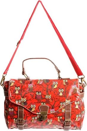 Generic Owl print Ladies Satchel Messenger Bag Oilcloth waterproof Womens Fashion Shoulder Handbag (Red)