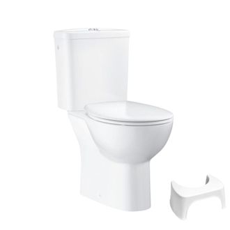 GROHE Pack Wc Con Brida De Pie Bau Ceramic + Taburete Fisiol&oacute;gico De Pl&aacute;stico Blanco