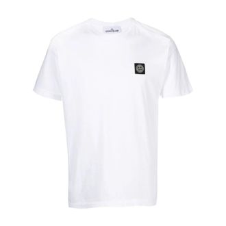 Stone Island Slim Fit T-shirt met logo - Heren - T-shirts - Wit - M - Katoen - Tops