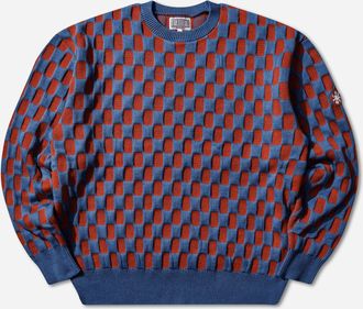 Cav Empt Men s Rectangular Block Knit Sweater Blue