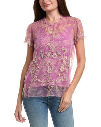 Johnny Was Mazzy Ruffle Neck Blouse