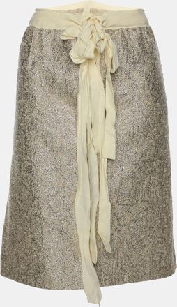 Moschino Moschino Cheap and Chic Gold/Cream Lurex Blend Midi Skirt M