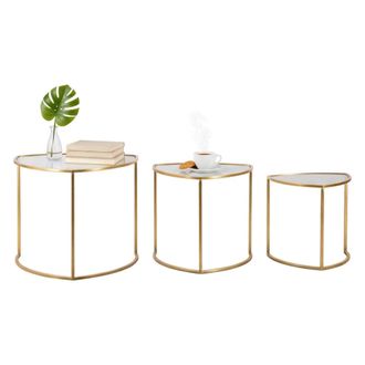Dmora Dmora - Mesa De Caf&eacute; Adrian, Mesa De Centro Baja, Revistero Para Sof&aacute;, Estante De La Sala De Estar, 60x60 H50 Cm, Oro
