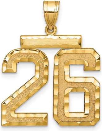 Diamond2Deal 14k Yellow Gold Large Brushed Diamond-cut Number Charm Pendant