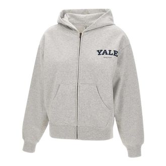 Sporty & Rich Yale Classic Zip Hoodie - Dames - Vesten met rits - Grijs - XS - Katoen - Hoodies & sweatvesten