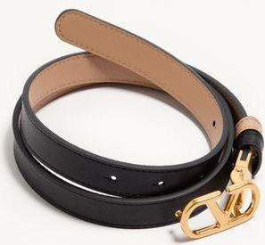 Valentino Garavani Cintura Reversibile VLogo Signature In Vitello Lucido 20 mm Donna NERO/ROSA 065