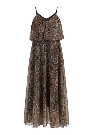 Faina Maxi-jurk met slangenprint Dames beige slang