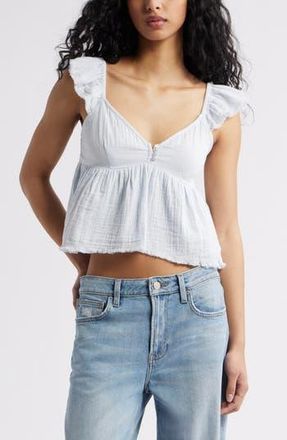 BP. Cotton Gauze Babydoll Top in Blue Illusion at Nordstrom Rack, Size X-Large