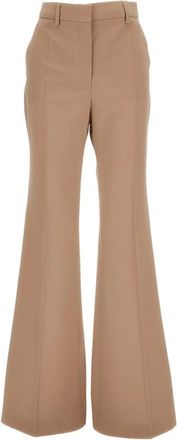 Sportmax Broeken, Dames, Beige, 2Xs, Leer, Wijde broek