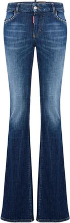 Dsquared2 Donkerblauwe Vervaagde Jeans Vrouwen - Dames - Bootcut Jeans - Blauw - S - Katoen - Jeans
