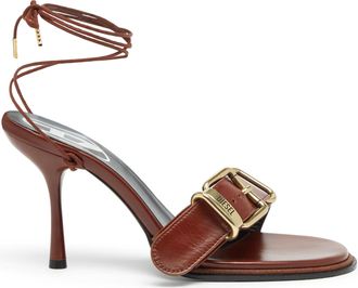 Diesel D-Cocco-Ankle-wrap sandals in leather - Sandals - Woman - Brown
